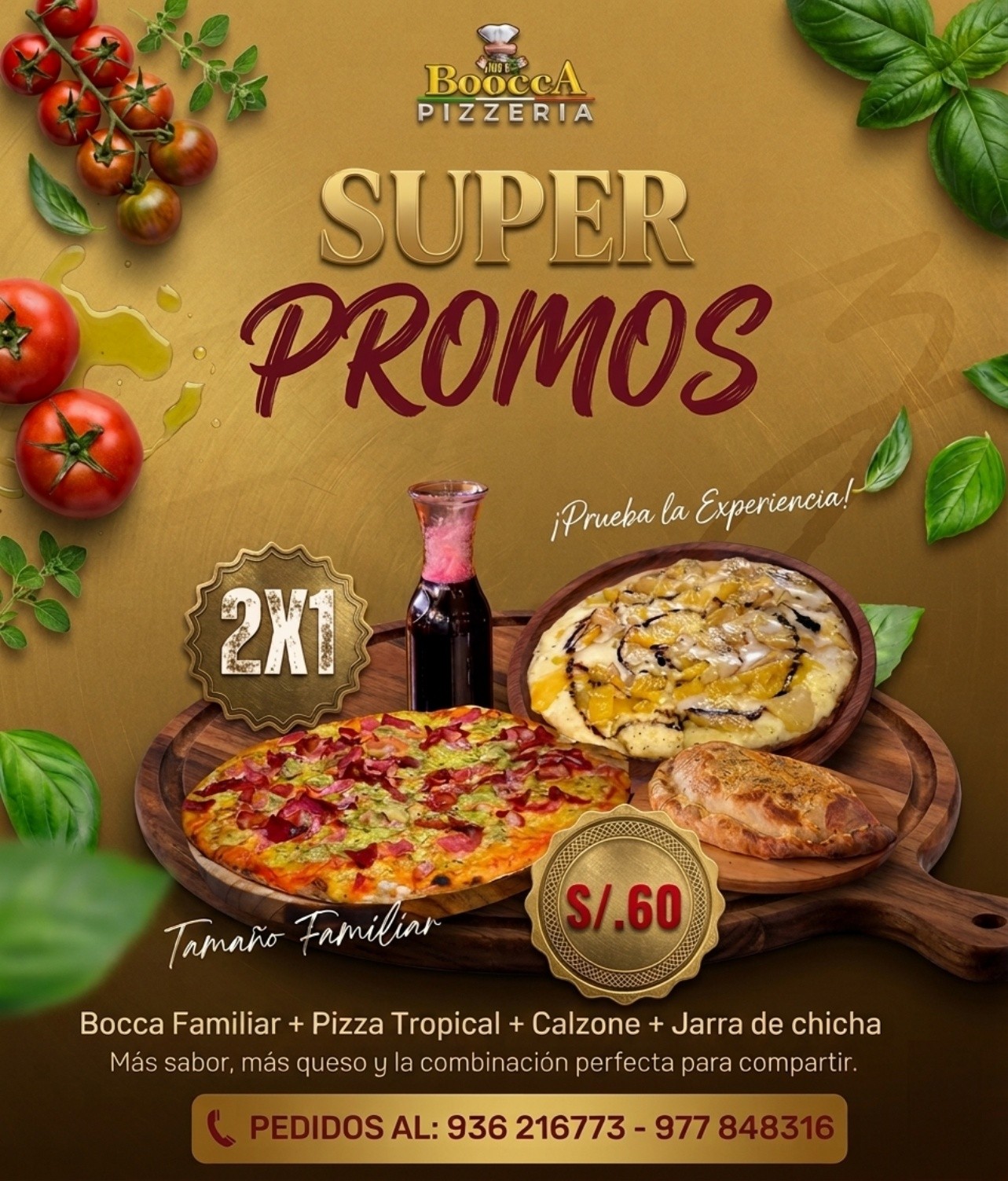 2 Pizzas por 1